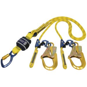 3M™ DBI-SALA® Force2™ Adjustable Shock Absorbing Kernmantle Rope Lanyard, Double Tail Z13206119R, Yellow with Black Fleck