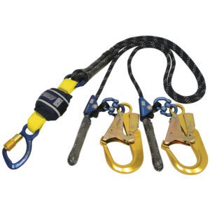 3M™ DBI-SALA® Force2™ Cut Resistant Adjustable Shock Absorbing Kernmantle Rope Lanyard, Double Tail Z13206119CR, Navy Blue