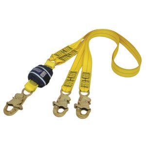 3M™ DBI-SALA® Force2™ Shock Absorbing Webbing Lanyard Z12200909, Double Tail, Yellow