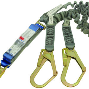 3M™ DBI-SALA® EZ-Stop™ Shock Absorbing Elasticated Webbing Lanyard Z60203634E, Double Tail, Gray, 1 ea/Case