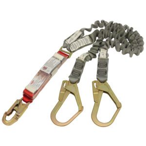 3M™ PROTECTA® Shock Absorbing Elasticated Webbing Lanyard AE529EY/5AU, Double Tail, Red/Gray