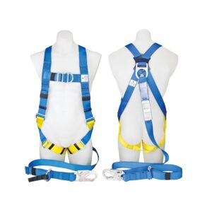 3M™ PROTECTA® FIRST Industrial Harness with Lanyard and Snap Hook 1390063A, Blue and Yellow, Medium, 1 EA/Case