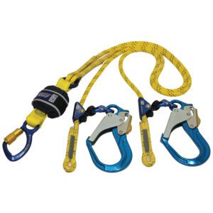 3M™ DBI-SALA® Force2™ Adjustable Shock Absorbing Kernmantle Rope Lanyard - Double Tail Z13206129R, Yellow with black fleck, 1 EA/Case