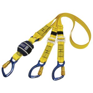 3M™ DBI-SALA® Force2™ Adjustable Shock Absorbing Webbing Lanyard Z13206161, Double Tail, Yellow