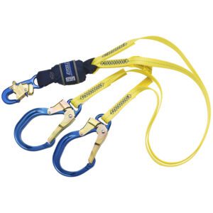 3M™ DBI-SALA® Force2™ Shock Absorbing Elasticated Lanyard Z12202580E, Double Tail, Yellow, 2 m