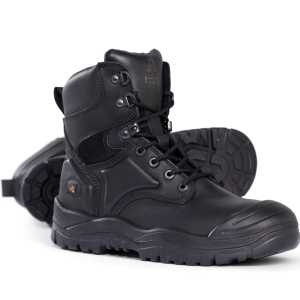 Black High Leg Lace Boot w/ Scuff Cap