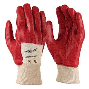 Red PVC Glove Knitted Wrist - GPR123